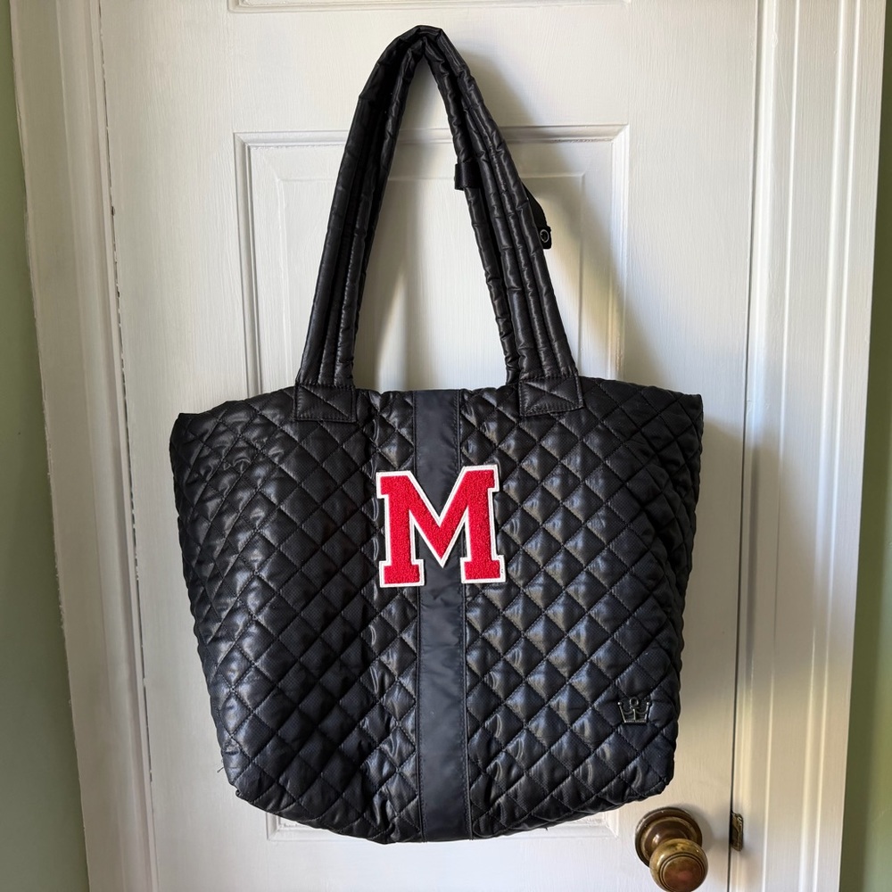 Oliver Thomas Kitchen Sink Large Tote Bag in Black With Removable Initial